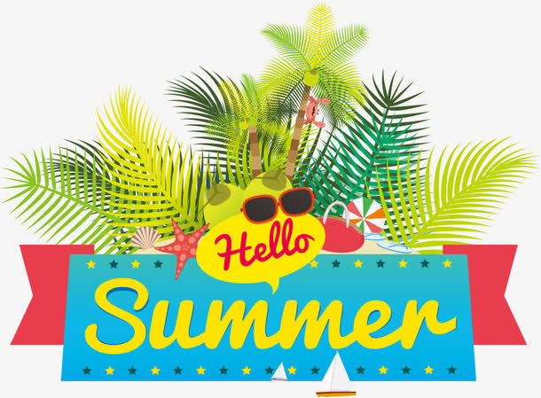 矢量你好夏天免抠