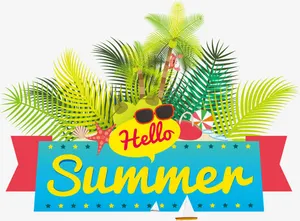 矢量你好夏天免抠