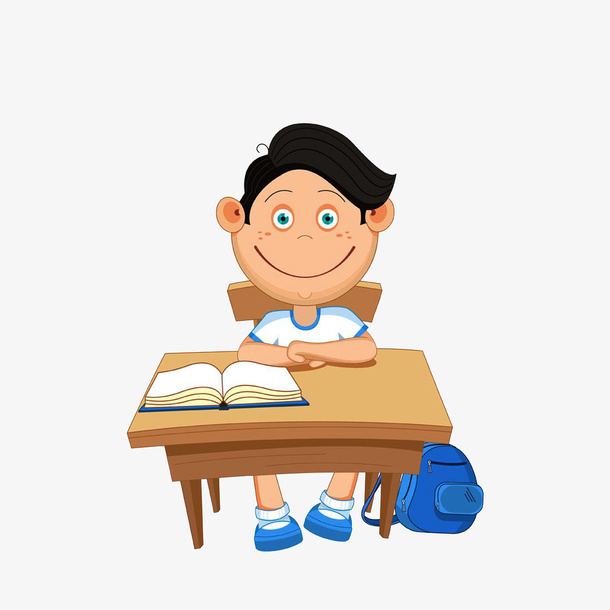卡通认真老实听课的小学生素材免抠