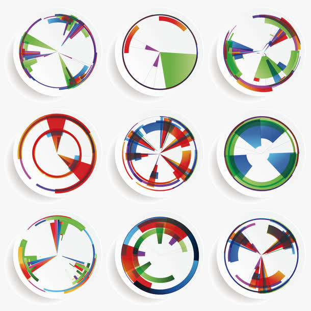 矢量圆形花纹扁平化素材合集免抠