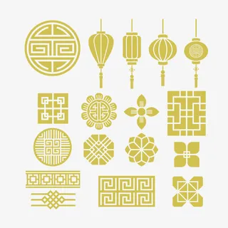 矢量中式图案免抠