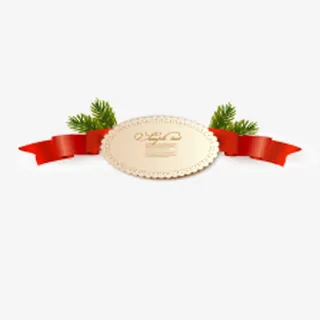 椭圆形欧式红色丝带的标签免抠