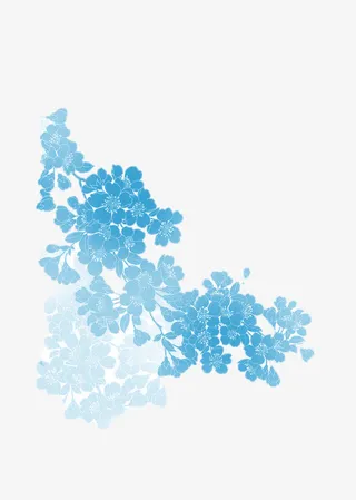 蓝色花清新和风免抠