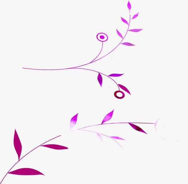 紫色手绘线条树枝免抠