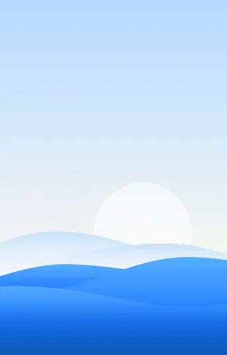 卡通蓝色山峦日出海报背景