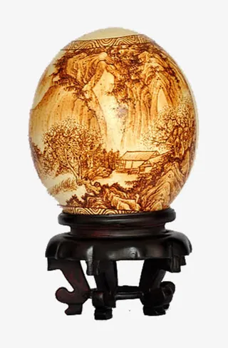 鸵鸟蛋壳烙画免抠