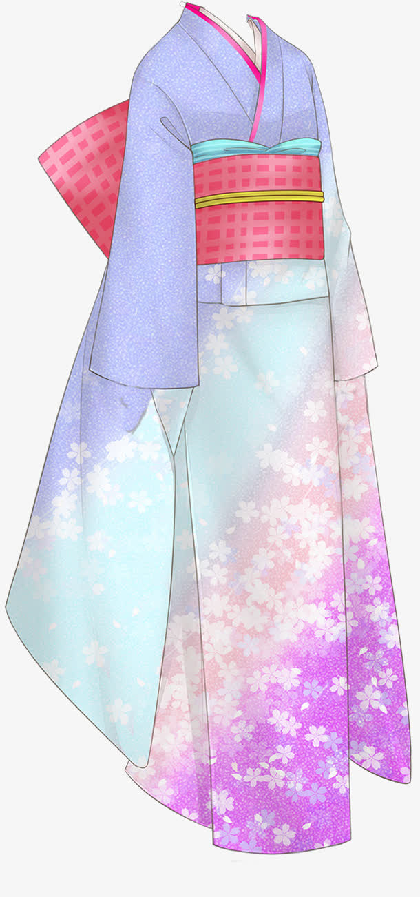紫色和服图片免抠