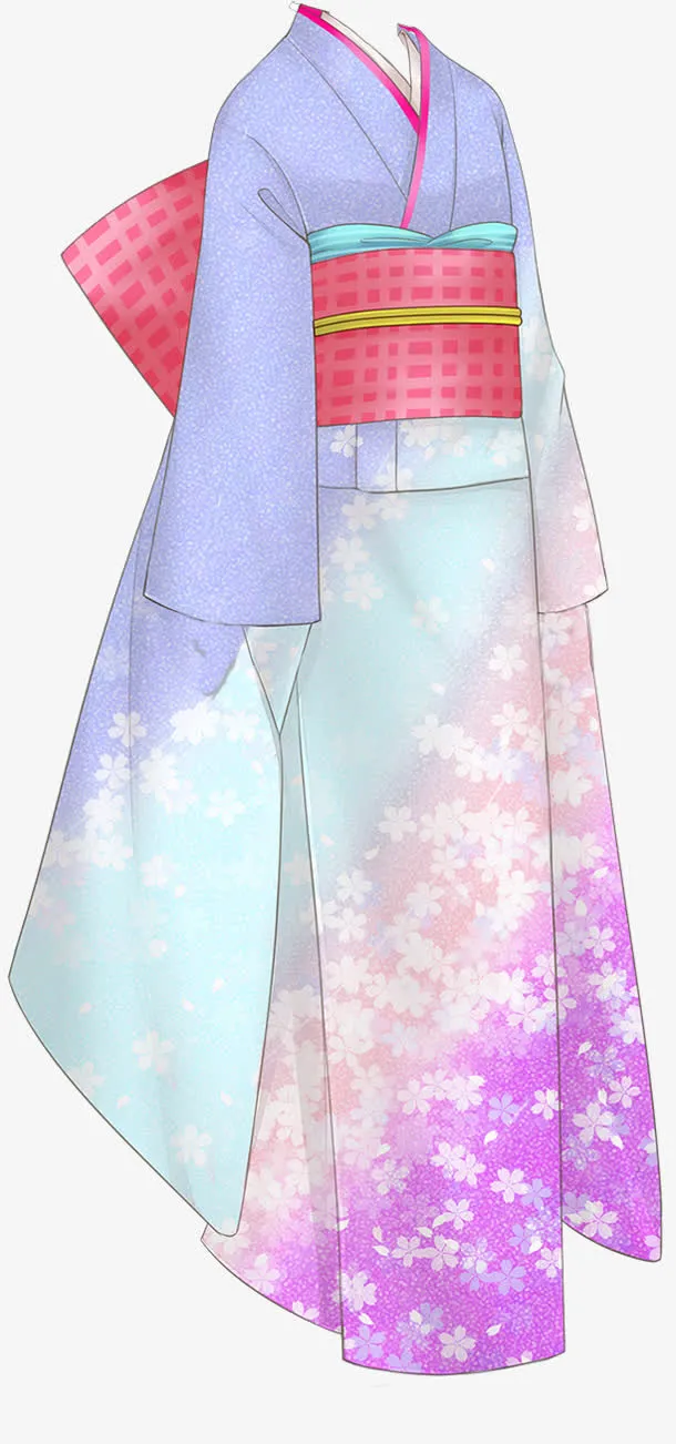 紫色和服图片免抠