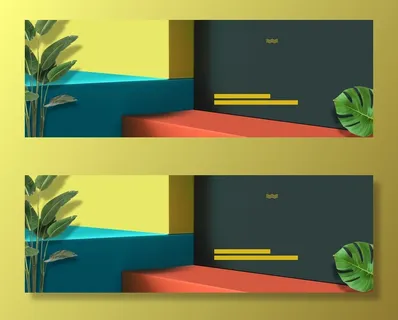 绿色植物简约几何banner高清