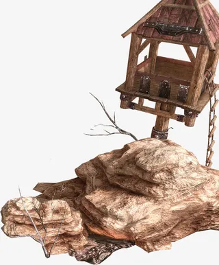 木质鸟笼假山免抠图片免抠