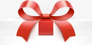 白色礼盒红色丝带蝴蝶结设计免抠