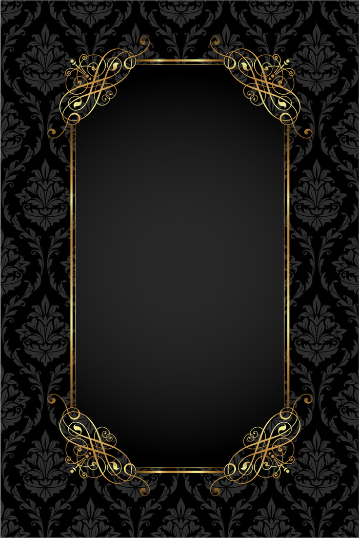 大气黑金花纹样式边框背景高清