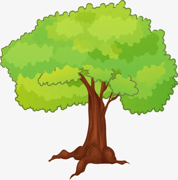 卡通插画绿树免抠