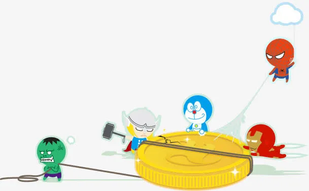 金币理财卡通免抠