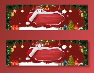 圣诞节铃铛圣诞树红色banner高清