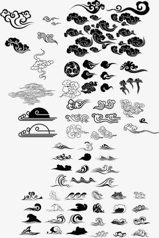 祥云黑色祥云大集合免抠