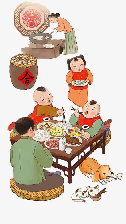 春节阖家吃饺子免抠
