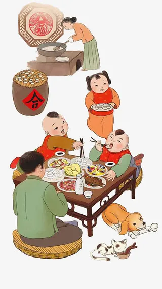 春节阖家吃饺子免抠