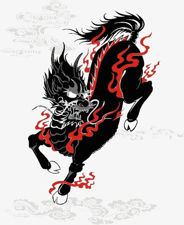 威武霸气黑色麒麟免抠
