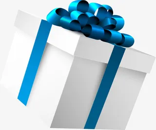 蓝色绸带礼盒免抠