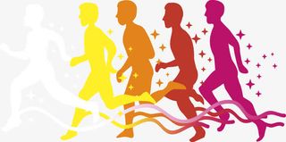 彩色奔跑的人免抠