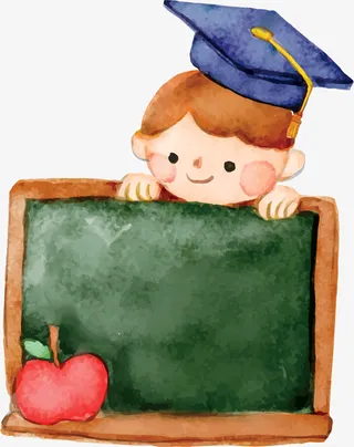 卡通开学季学生黑板教师节插画设免抠