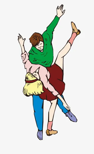 卡通双人舞素材免抠