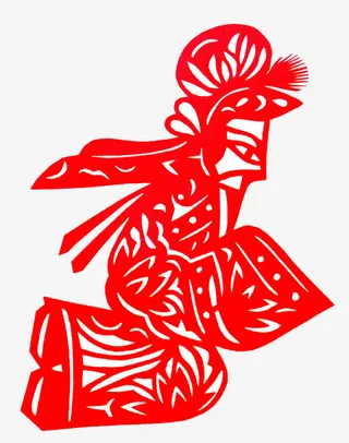 中国风红色剪纸皮影免抠图免抠