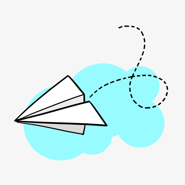 白色纸飞机和云朵卡通PNG免抠素材免抠