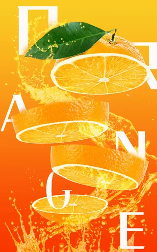 橙子切片水花海报高清