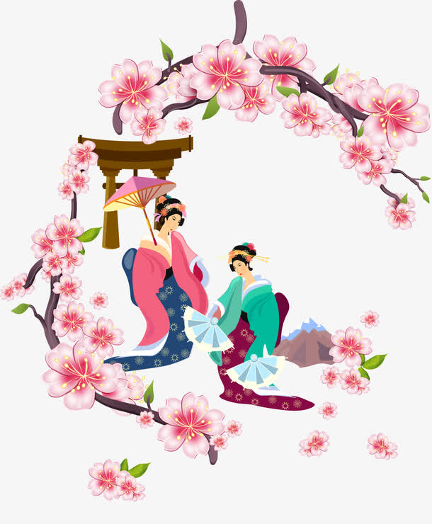 桃花和人免抠