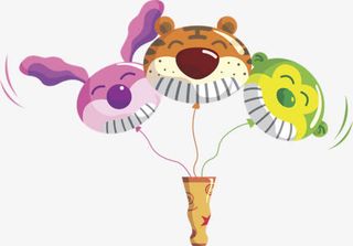 兔子老虎猴子气球免抠