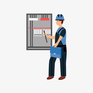 劳动节手绘风简洁蓝色劳动工人免抠