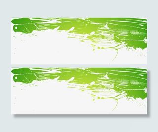 手绘绿色渐变笔刷状免抠