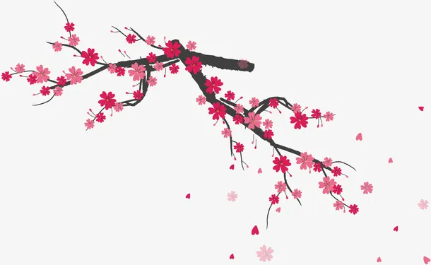 春天装饰矢量花枝素材免抠