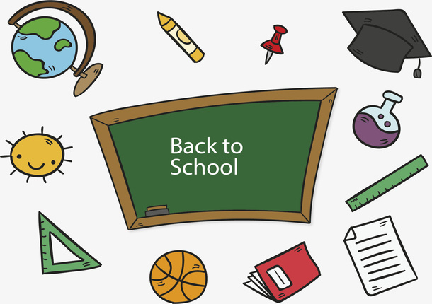 返校卡通文具花纹免抠漂浮花瓣元素