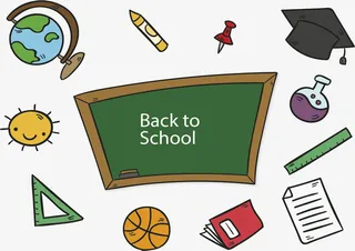 返校卡通文具花纹免抠漂浮花瓣元素