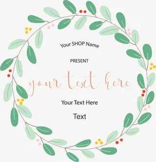 简约绿色树叶花环免抠