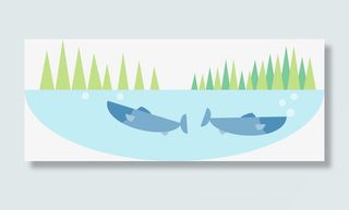 绿色卡通春季鱼塘小草免抠