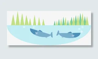 绿色卡通春季鱼塘小草免抠