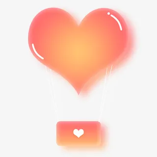 卡通渐变爱心免抠