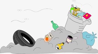 手绘垃圾场灰色免抠