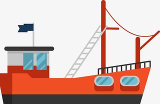 红色矢量船只图免抠