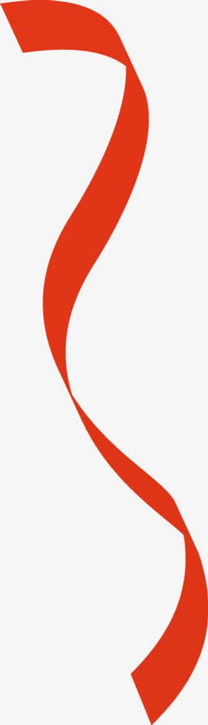 红色卷曲丝带双11免抠