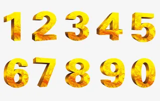 黄金立体数字艺术字免抠