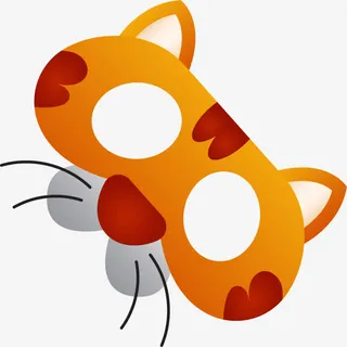 黄色卡通老虎面具免抠