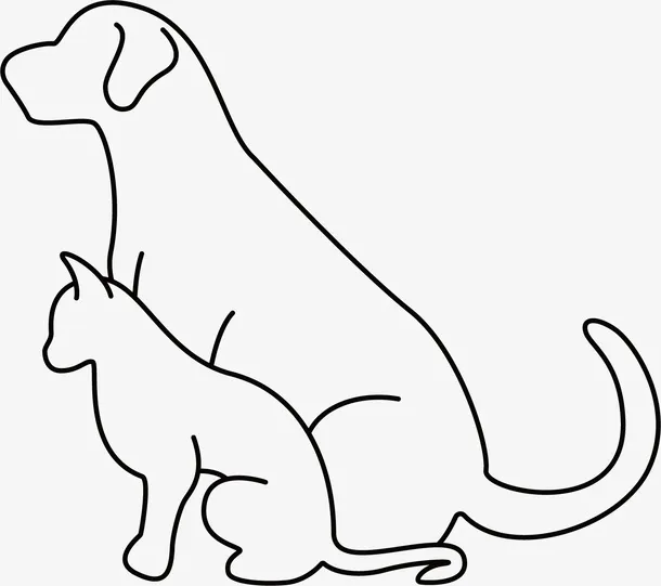 猫猫和狗狗的线稿免抠
