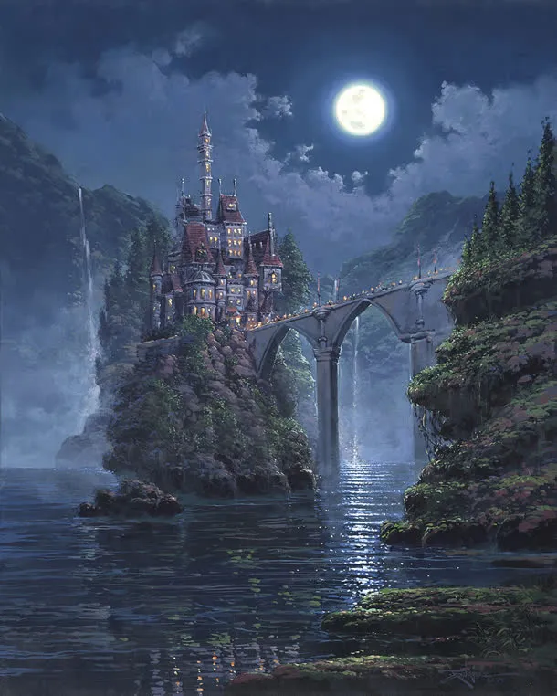 城堡夜景游戏原画免抠