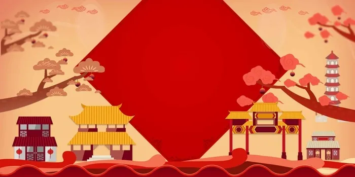 新年春节红色大气简约复古中国风背景banner高清