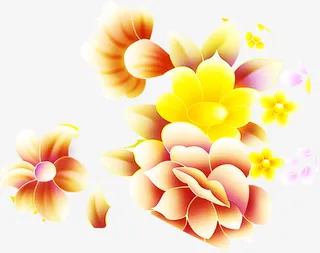 红色白色黄色渐变色花朵免抠